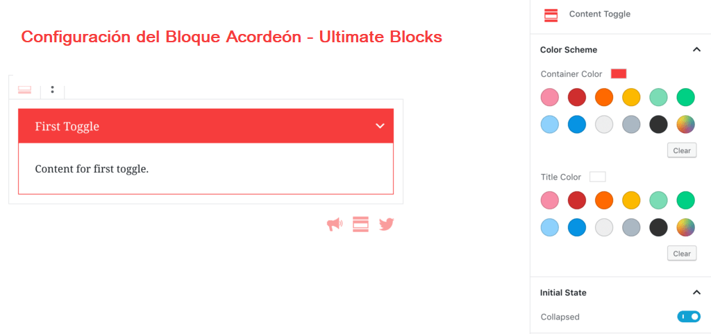 Configuración del Bloque Acordeón - Ultimate Blocks